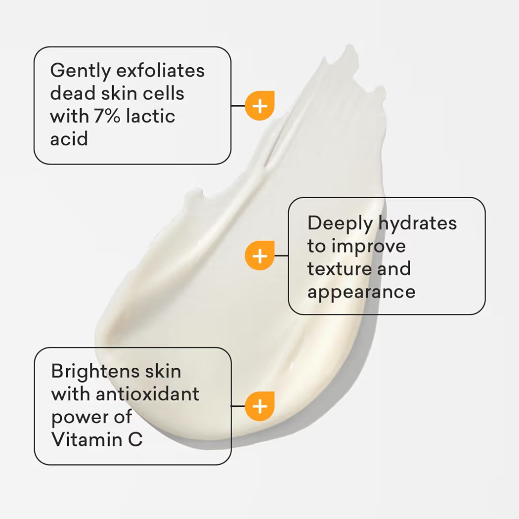 AmLactin Daily Vitamin C Lotion – Brightening Body Lotion for Dry Skin - No-Scrub Exfoliator and Moisturizer with 7% Lactic Acid AHA and Vitamin C, 240ML