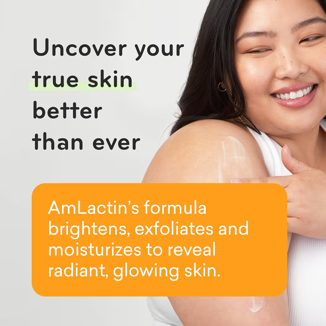 AmLactin Daily Vitamin C Lotion – Brightening Body Lotion for Dry Skin - No-Scrub Exfoliator and Moisturizer with 7% Lactic Acid AHA and Vitamin C, 240ML