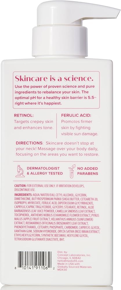 MEDIX Fragrance Free Retinol Body Lotion Crepey Skin Care Treatment | Anti Aging Body Lotion & Face Moisturizer | Firming Retinol Cream For Face Targets Loose Crepe Skin, Wrinkles, & Fine Lines