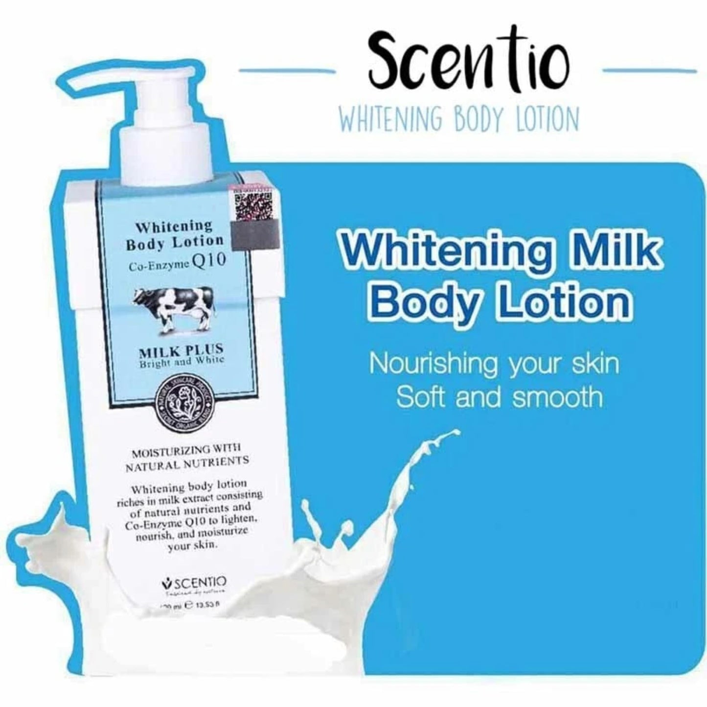 Scentio Milk Plus Brightening Body Lotion with Co-Enzyme Q10, Skin Brightening, 400g