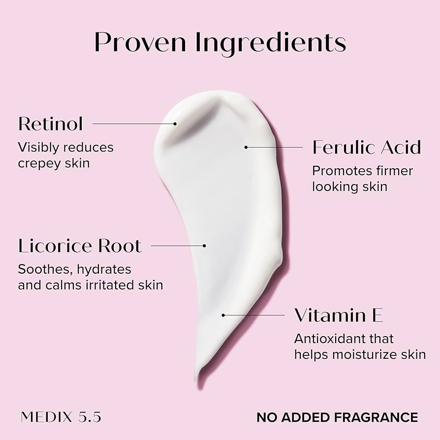 MEDIX Fragrance Free Retinol Body Lotion Crepey Skin Care Treatment | Anti Aging Body Lotion & Face Moisturizer | Firming Retinol Cream For Face Targets Loose Crepe Skin, Wrinkles, & Fine Lines