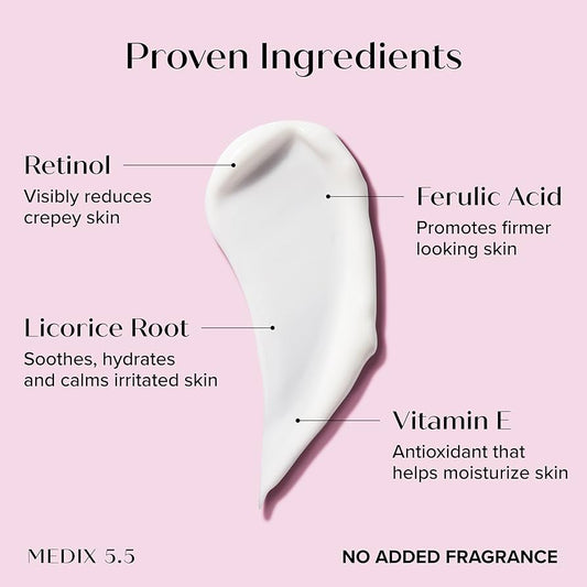 MEDIX Fragrance Free Retinol Body Lotion Crepey Skin Care Treatment | Anti Aging Body Lotion & Face Moisturizer | Firming Retinol Cream For Face Targets Loose Crepe Skin, Wrinkles, & Fine Lines