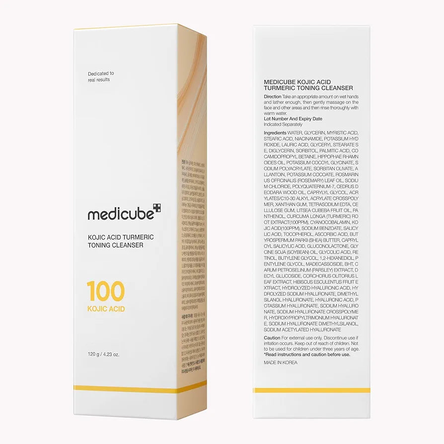 Medicube Kojic Acid Turmeric Whip Cleanser | Daily Facial Cleanser for Brightening, Balancing Skin Tone & Texture | Fade Appearance of Uneven Patches & Ideal for Use After Spot Care | Korean Skincare