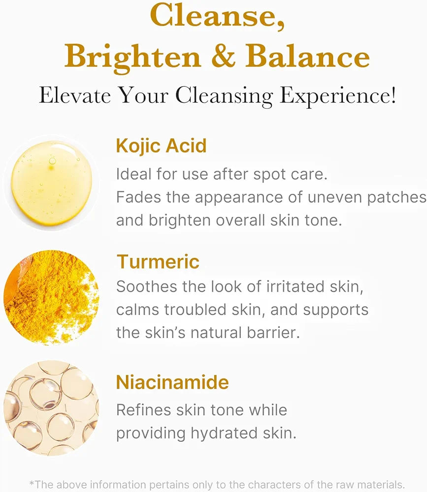 Medicube Kojic Acid Turmeric Whip Cleanser | Daily Facial Cleanser for Brightening, Balancing Skin Tone & Texture | Fade Appearance of Uneven Patches & Ideal for Use After Spot Care | Korean Skincare