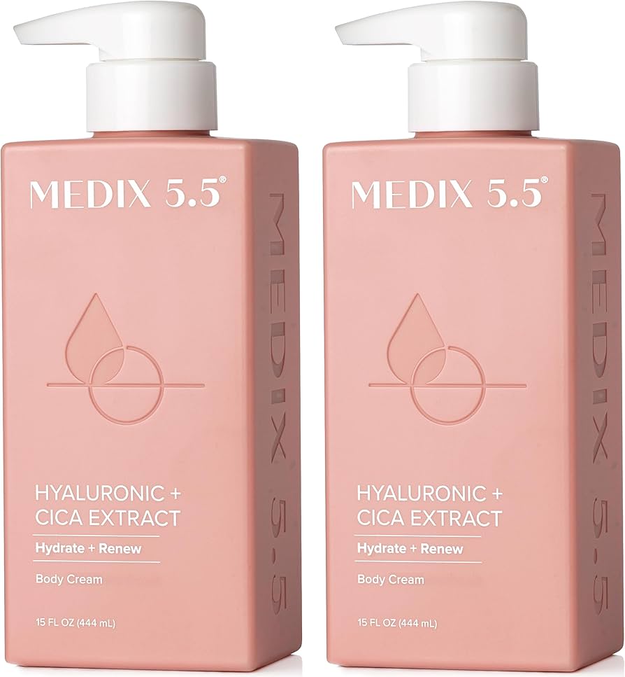Medix 5.5 Hyaluronic Acid + Vitamin E Cream Body Lotion & Face Moisturizer | Hydrating Dry Skin Firming Lotion Minimizes Look Of Wrinkles, Stretch Marks, & Crepey Skin | Skin Care Products | 15 Fl Oz 2-pack