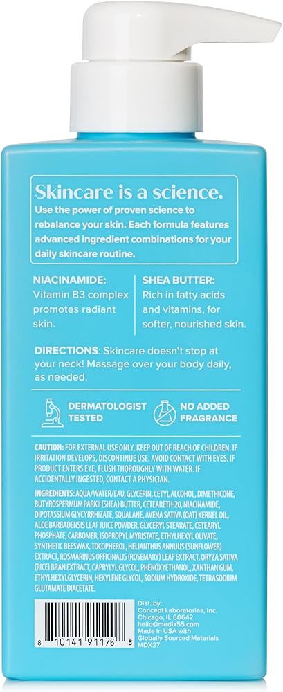 MEDIX Fragrance Free Niacinamide Face Moisturizer + Shea Butter Cream For Face & Body Lotion | Anti Aging Skin Care Firming Cream For Wrinkles, Dark Spots, Large Pores, 15 Fl Oz