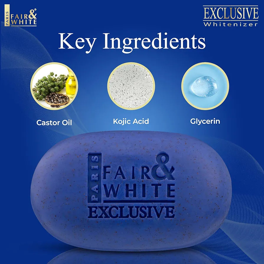 FAIR & WHITE Exclusive Exfoliating Soap, 200g / 7oz - Moisturizing Bar Soap For Face and Body