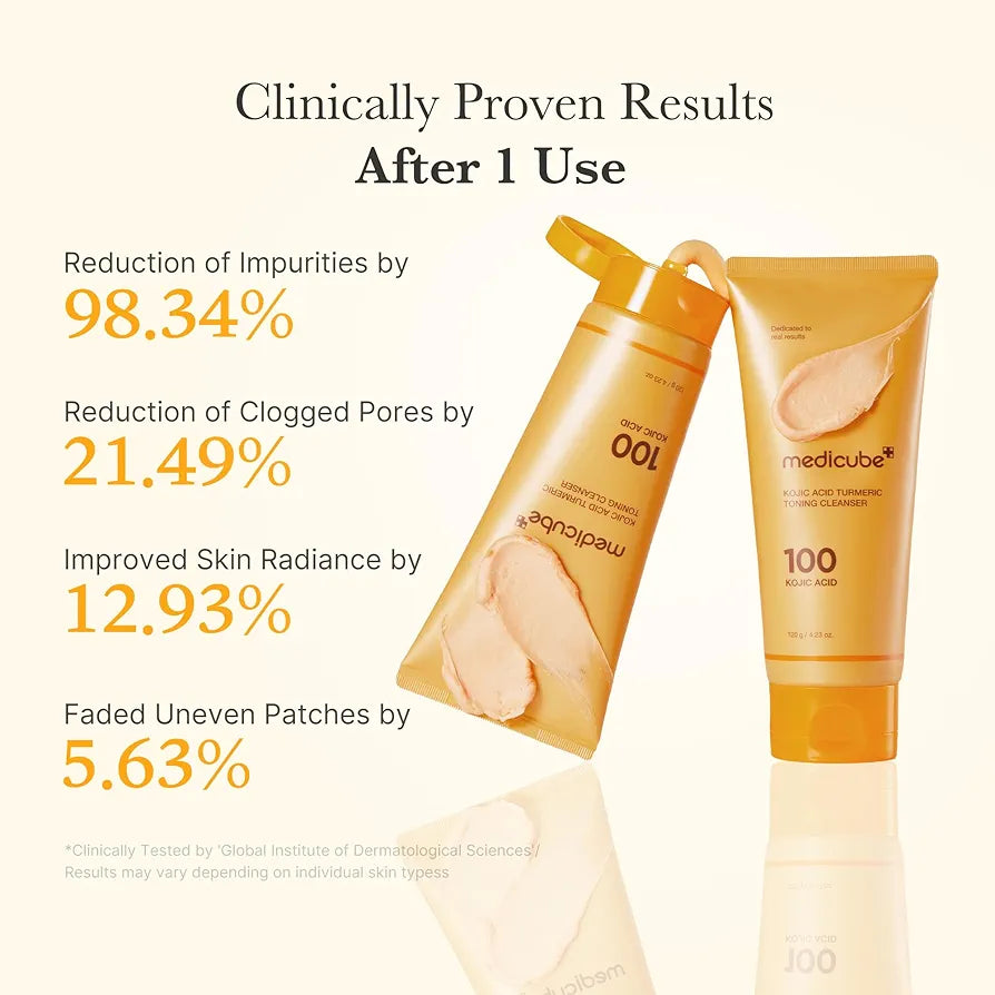 Medicube Kojic Acid Turmeric Whip Cleanser | Daily Facial Cleanser for Brightening, Balancing Skin Tone & Texture | Fade Appearance of Uneven Patches & Ideal for Use After Spot Care | Korean Skincare