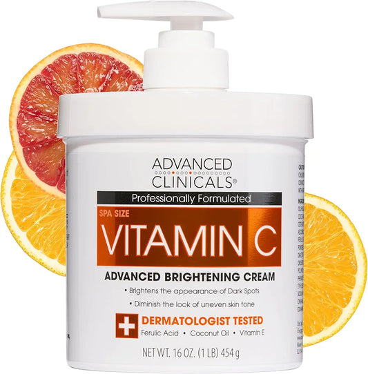 Advanced Clinicals Vitamin C Cream Visibly Brightening Body Lotion | Vitamin C Moisturizer Skin Care Body Cream For Women & Men Helps Visibly Improve Look Of Dark Spots & Uneven Skin Tone