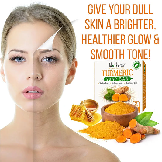 Turmeric Soap Bar for Face & Body – Natural Turmeric Skin Brightening Soap for Dark Spots, Intimate Areas, Underarms – Cleansing Face Wash Reduces Acne, Fades Scars & Cleanses Skin – 5oz Made in USA