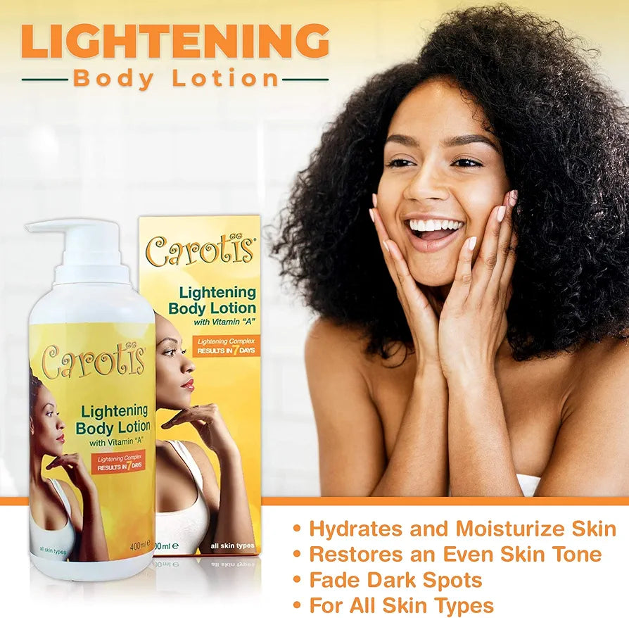 Skin Brightening Lotion - 13.5 Fl oz / 400ml |For Body, Knees, Elbows, Hands, with Carrot Oil and Vitamin A