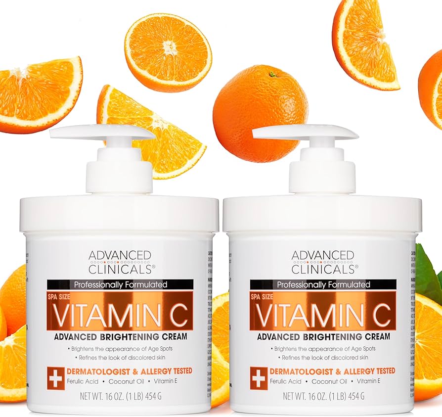 Advanced Clinicals Vitamin C Cream Visibly Brightening Body Lotion | Vitamin C Moisturizer Skin Care Body Cream For Women & Men Helps Visibly Improve Look Of Dark Spots & Uneven Skin Tone