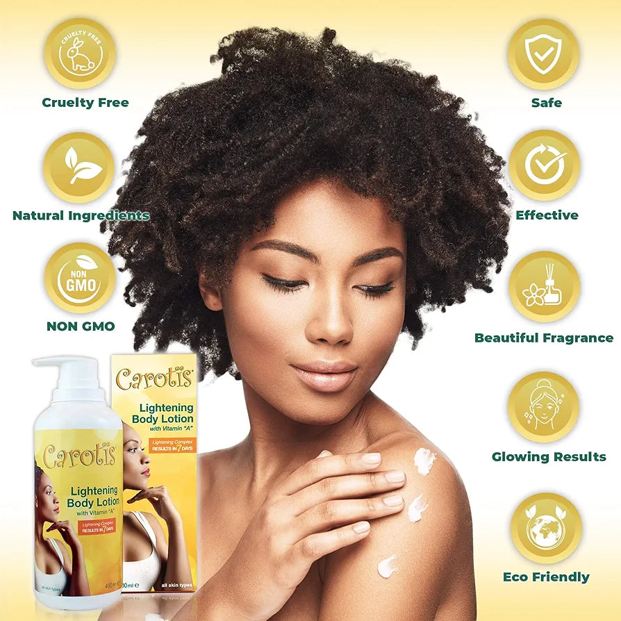 Skin Brightening Lotion - 13.5 Fl oz / 400ml |For Body, Knees, Elbows, Hands, with Carrot Oil and Vitamin A