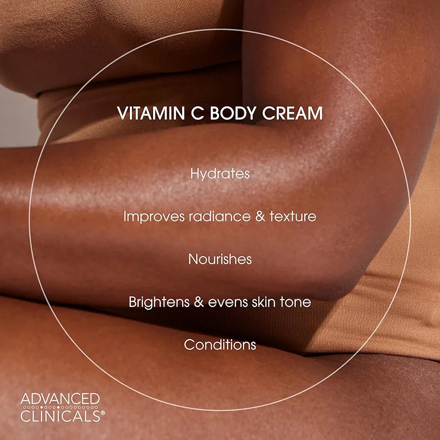 Advanced Clinicals Vitamin C Cream Visibly Brightening Body Lotion | Vitamin C Moisturizer Skin Care Body Cream For Women & Men Helps Visibly Improve Look Of Dark Spots & Uneven Skin Tone