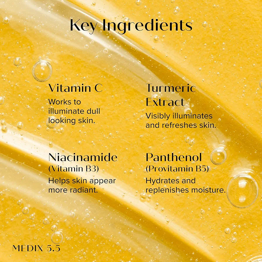 Medix 5.5 Radiant Glow Vitamin C Body Wash W/Niacinamide | Citrus Scented Gentle Body & Face Cleanser For Women, Men, Dry Skin, & Smoother-Looking Skin | Removes Dirt, Oil, & Impurities, 15 Fl Oz
