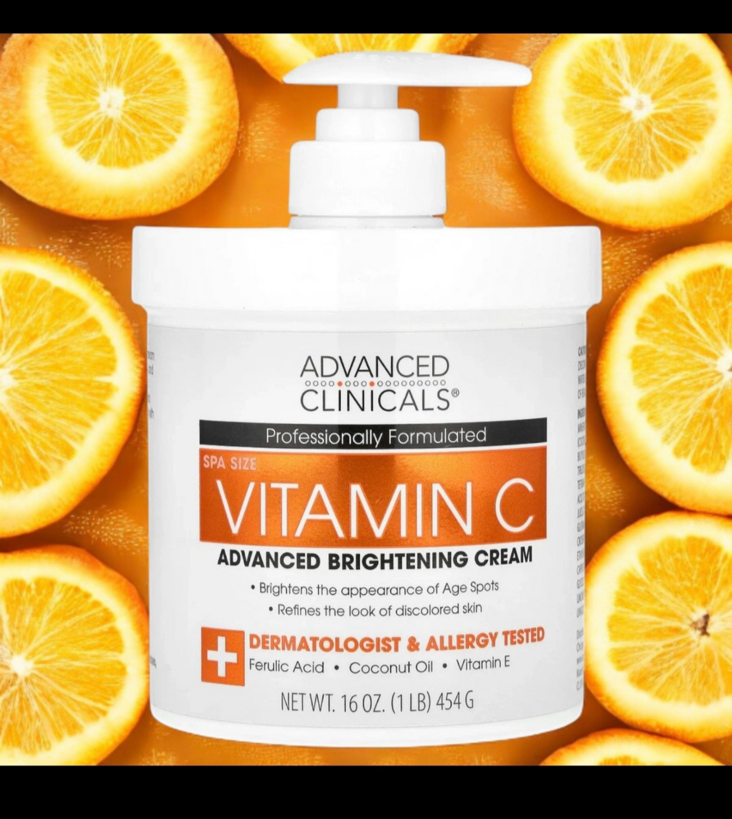 Advanced Clinicals Vitamin C Cream Visibly Brightening Body Lotion | Vitamin C Moisturizer Skin Care Body Cream For Women & Men Helps Visibly Improve Look Of Dark Spots & Uneven Skin Tone