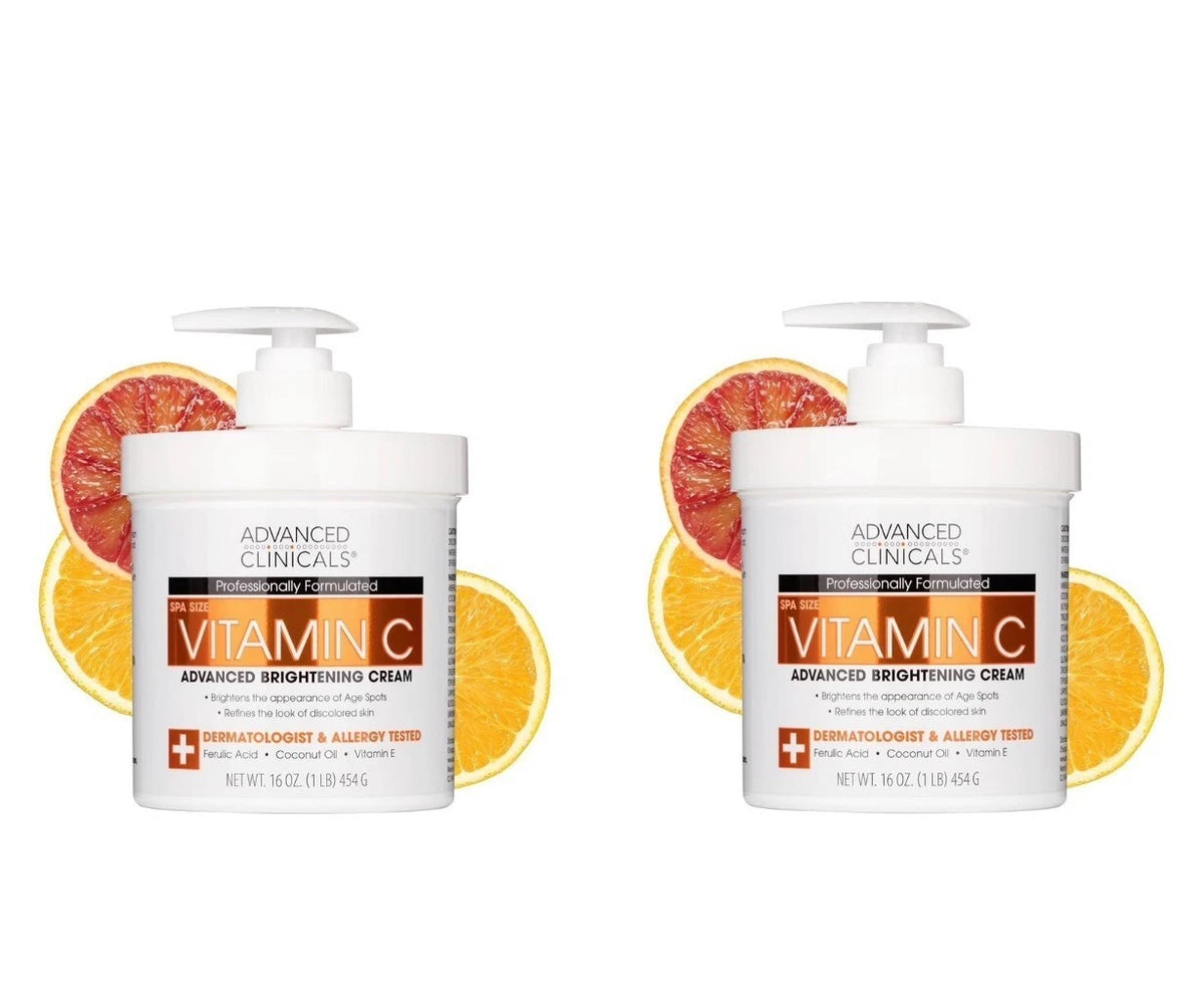 Advanced Clinicals Vitamin C Cream Visibly Brightening Body Lotion | Vitamin C Moisturizer Skin Care Body Cream For Women & Men Helps Visibly Improve Look Of Dark Spots & Uneven Skin Tone