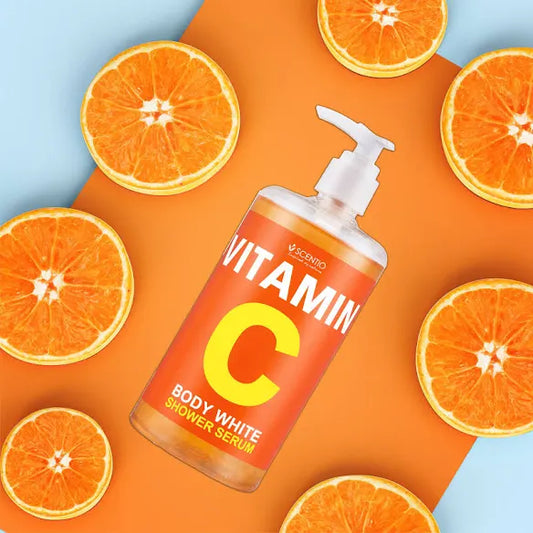 SCENTIO VITAMIN C BODY WHITE SHOWER SERUM 450 ML.