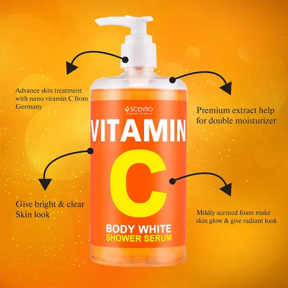 SCENTIO VITAMIN C BODY WHITE SHOWER SERUM 450 ML.