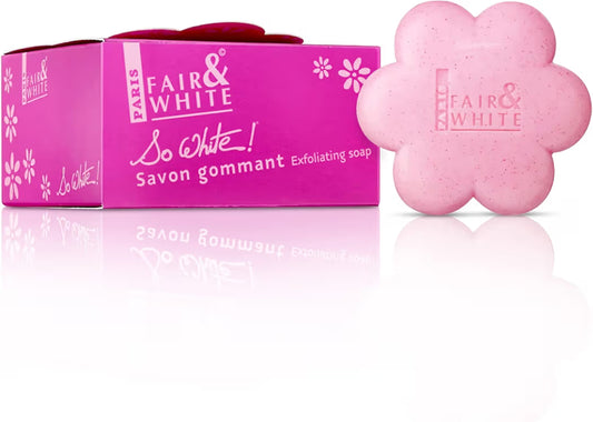Fair & White So White Skin Brightening Soap - 200g / 7 oz - Exfoliating Soap, Helps to Reduce Blemishes on: Body, Knees, Underarms, Armpit