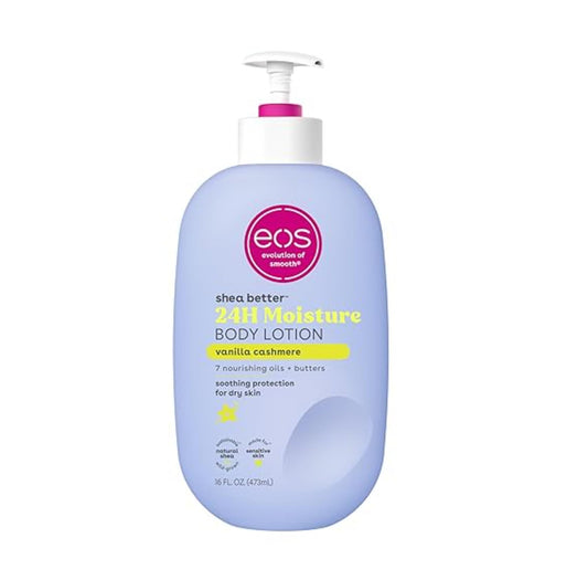 eos Shea Better Body Lotion Vanilla Cashmere, 24-Hour Moisture Skin Care, Lightweight & Non-Greasy, Natural Shea, Vegan, Vanilla Body Lotion, 16 fl oz 500ML