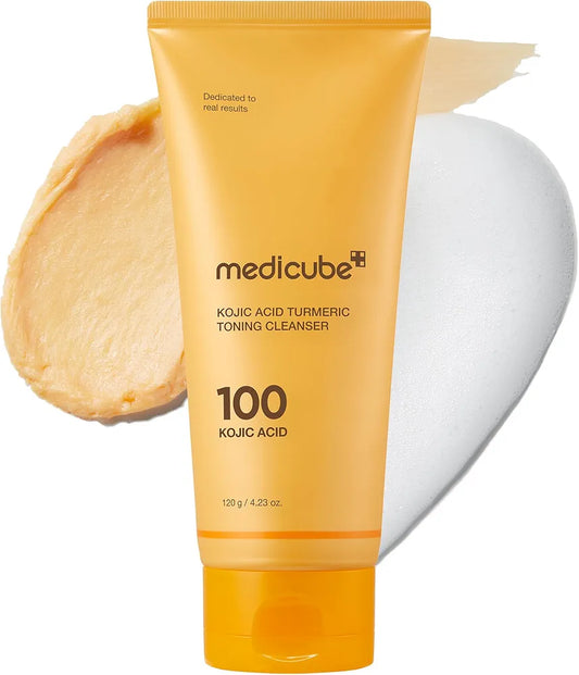 Medicube Kojic Acid Turmeric Whip Cleanser | Daily Facial Cleanser for Brightening, Balancing Skin Tone & Texture | Fade Appearance of Uneven Patches & Ideal for Use After Spot Care | Korean Skincare