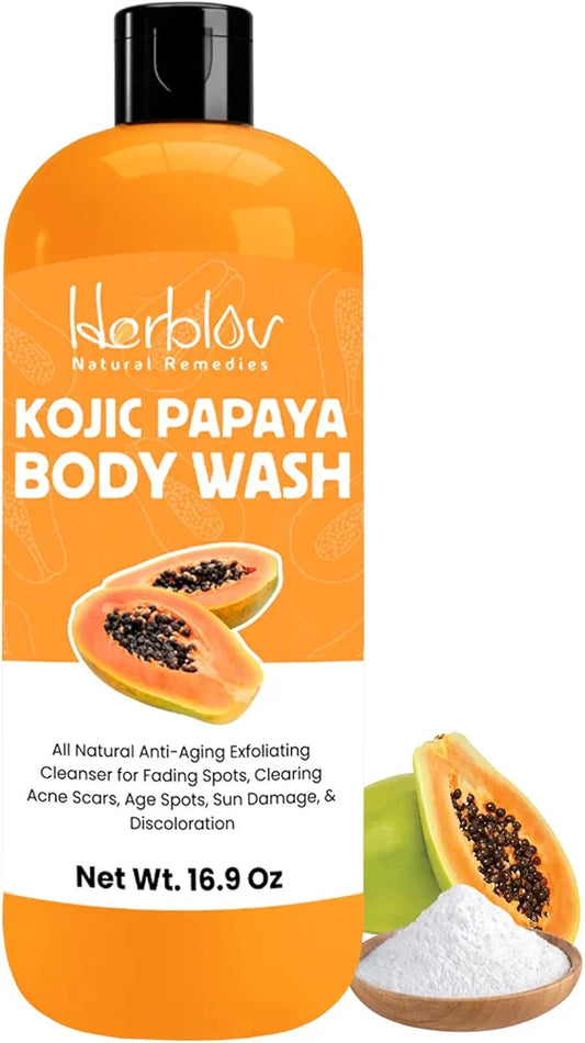 Kojic Acid Soap for Hyperpigmentation – Skin Brightening Kojic Papaya Body Wash – Dark Spot Soap Reduces Acne, Scars, and Evens Skin Tone – Turmeric Body Wash for Brighter Glowing Face