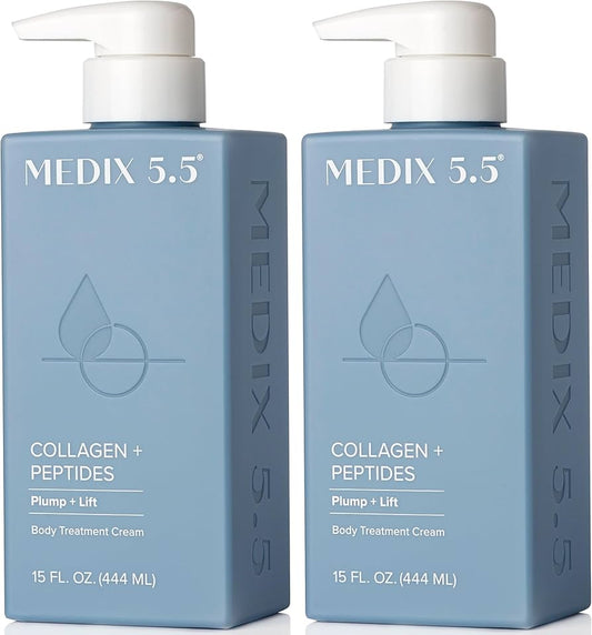 MEDIX 5.5 Collagen Cream Skin Care Face Lotion & Body Lotion For Dry Skin | Anti Aging Collagen Peptides Firming Cream Body Moisturizers Lifts, Firms, & Tightens For Younger Looking Skin, 15 Fl Oz 2-pack