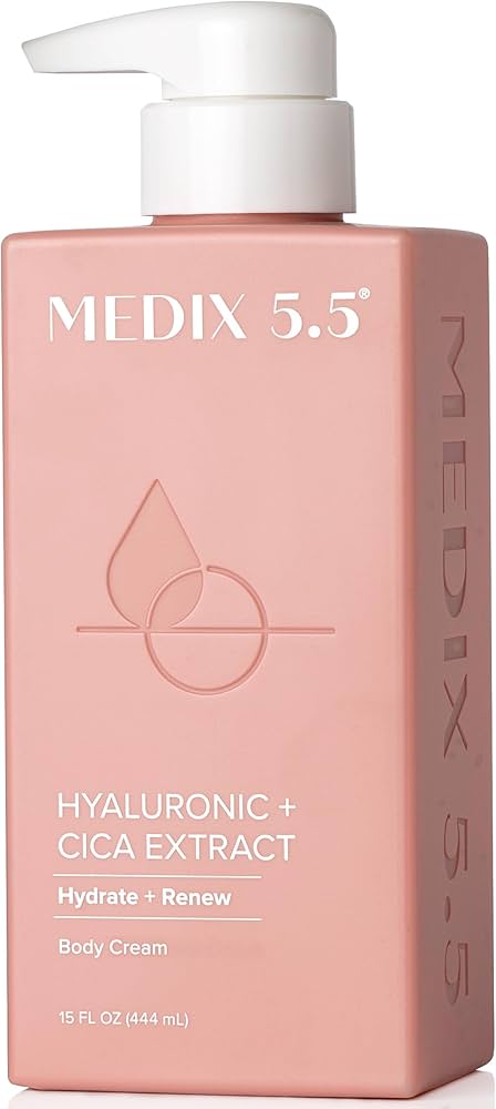 Medix 5.5 Hyaluronic Acid + Vitamin E Cream Body Lotion & Face Moisturizer | Hydrating Dry Skin Firming Lotion Minimizes Look Of Wrinkles, Stretch Marks, & Crepey Skin | Skin Care Products | 15 Fl Oz