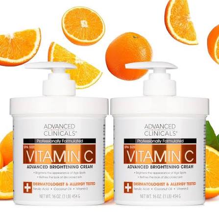 Advanced Clinicals Vitamin C Cream Visibly Brightening Body Lotion | Vitamin C Moisturizer Skin Care Body Cream For Women & Men Helps Visibly Improve Look Of Dark Spots & Uneven Skin Tone